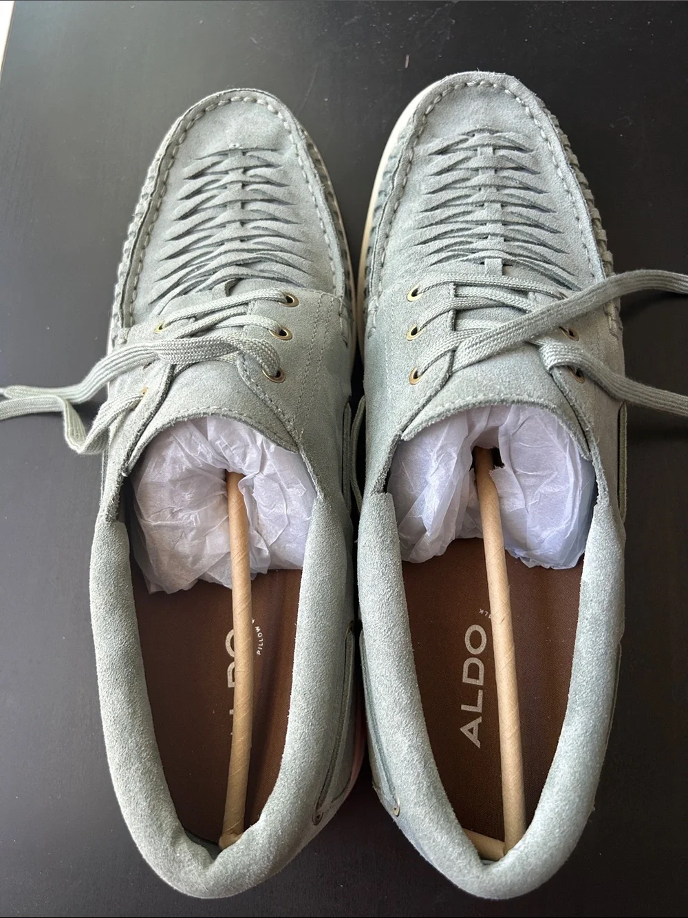 ALDO Men's Suede Lace-Up Boat Shoes in Sage Green